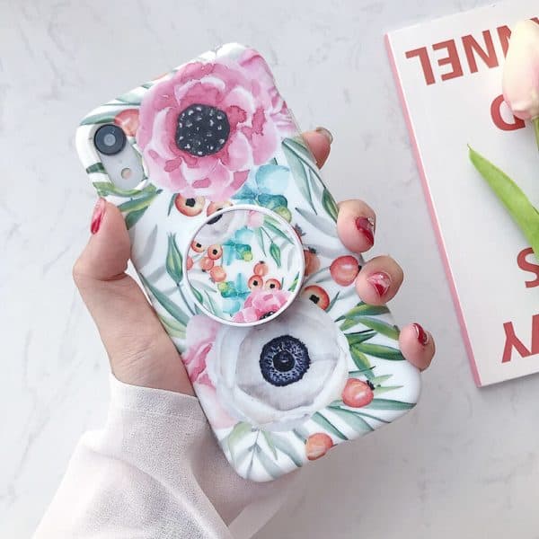 Floral Design Grip Case for iPhone