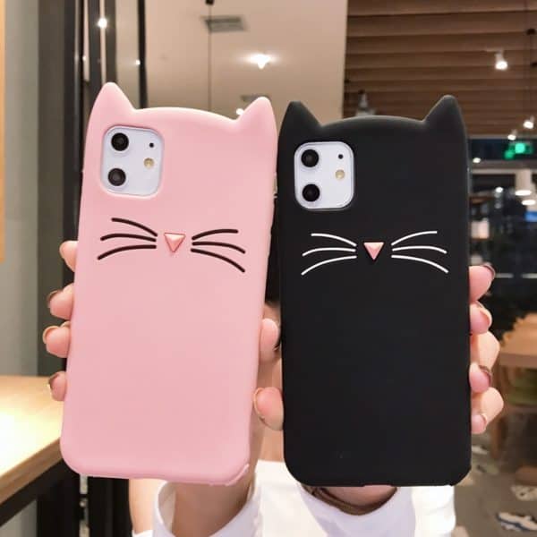 Silicone Cat Case for iPhone - Black - Image 3