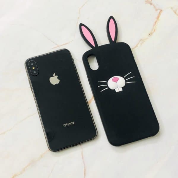 Cute Black Rabbit Cartoon Case for iPhone - Image 3