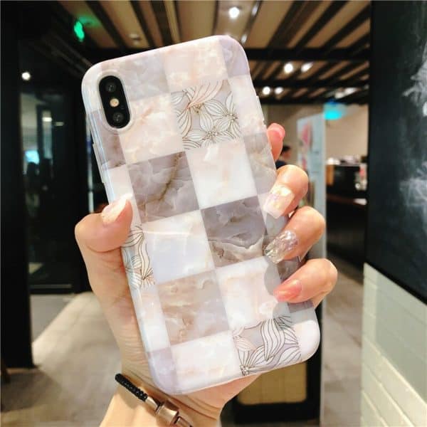 Brown Floral Marble Case for iPhone