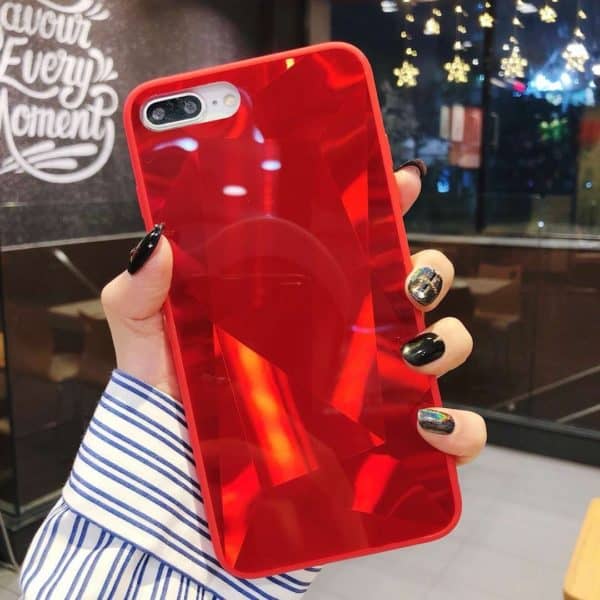 Diamond Cut Glass Case for iPhone - Red