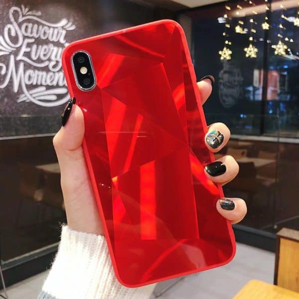 Diamond Cut Glass Case for iPhone - Red - Image 2