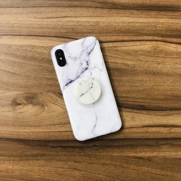 Glossy Marble Silicone Case for iPhone - White