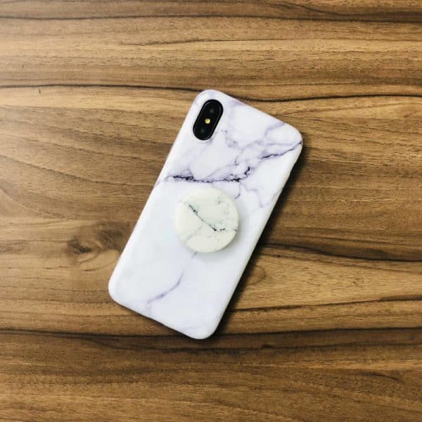 Glossy Marble Silicone Case for iPhone - White - Image 2