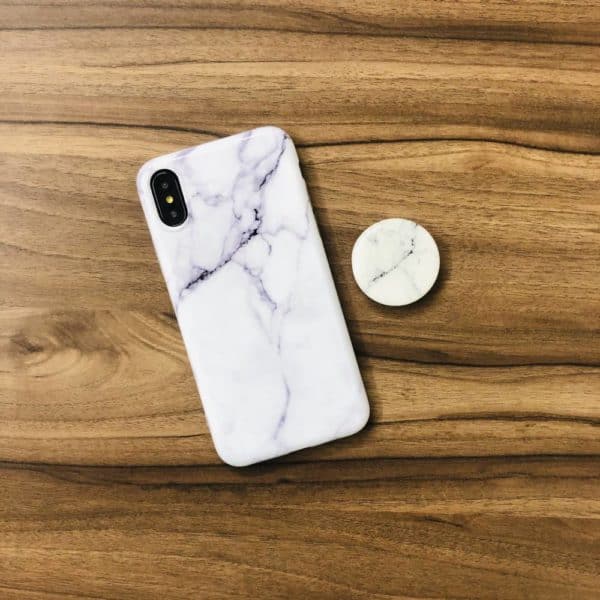 Glossy Marble Silicone Case for iPhone - White - Image 3