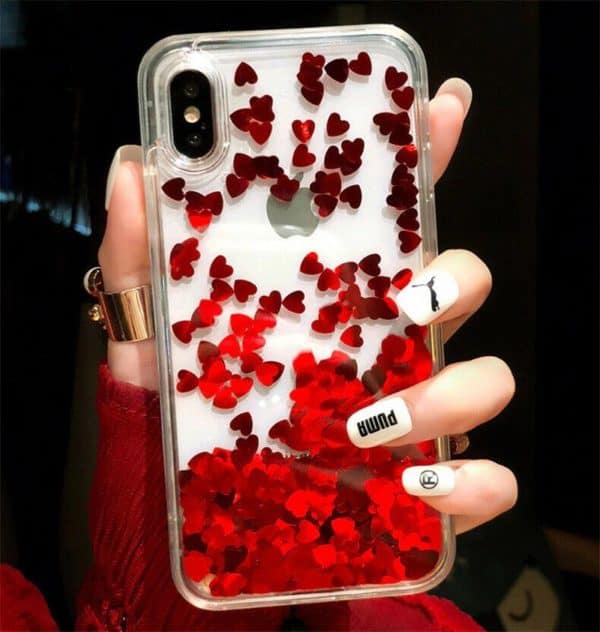 Transparent Floating Heart Case for iPhone – Red - Image 3