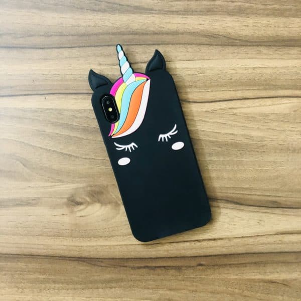 Black Cute Unicorn Case available for iPhone X / Xs - Image 2