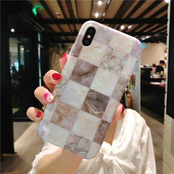 Brown Floral Marble Case for iPhone - Image 3