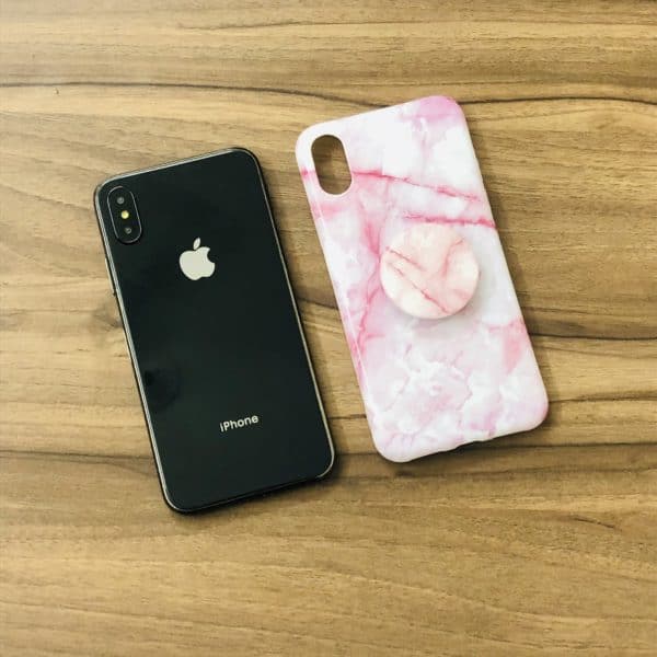 Glossy Marble Silicone Case for iPhone X / Xs - Pink - Image 3