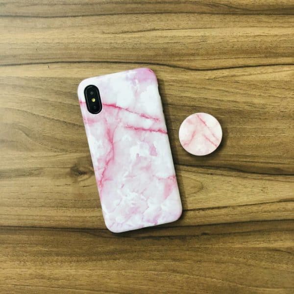 Glossy Marble Silicone Case for iPhone X / Xs - Pink - Image 2