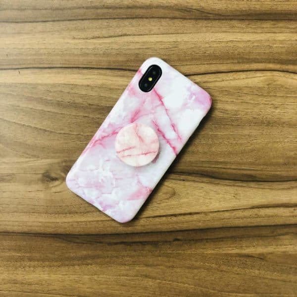 Glossy Marble Silicone Case for iPhone X / Xs - Pink