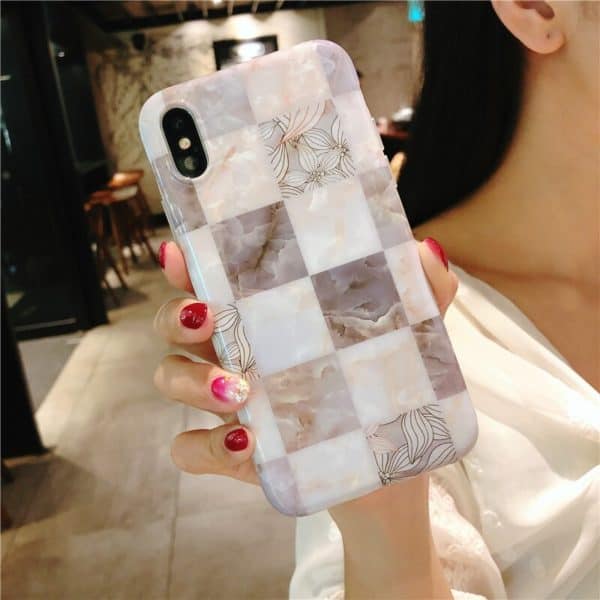 Brown Floral Marble Case for iPhone - Image 2