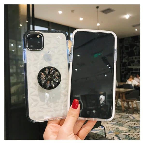 Transparent Diamond Grip Case for iPhone - Black - Image 3