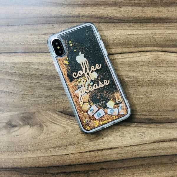 Coffee Please Floating Glitter Case for iPhone – Copper Gold - Image 2