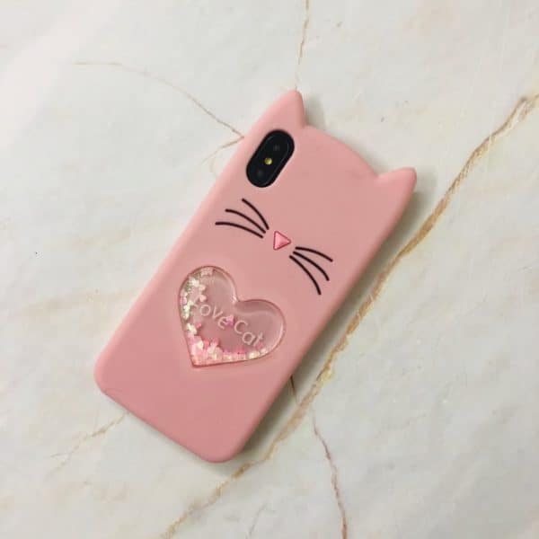 Love Cat Case available for iPhone X / Xs - Pink - Image 2