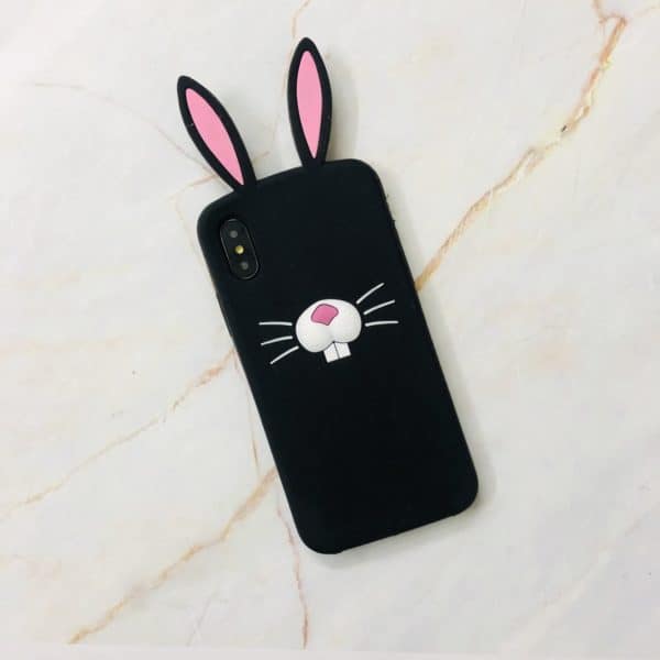 Cute Black Rabbit Cartoon Case for iPhone - Image 2