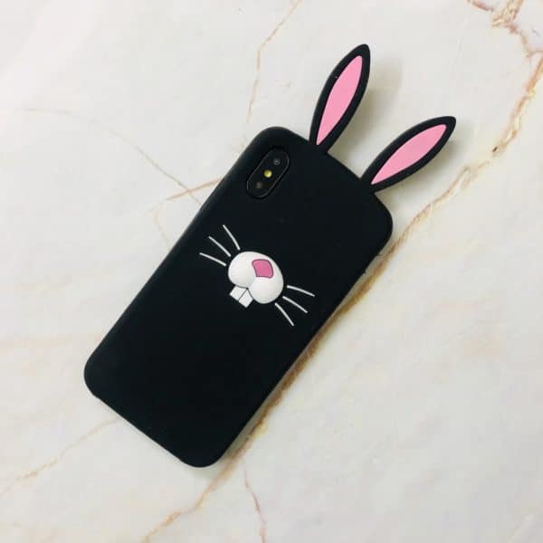 Cute Black Rabbit Cartoon Case for iPhone