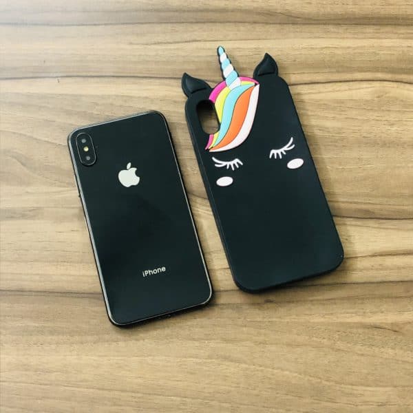 Black Cute Unicorn Case available for iPhone X / Xs