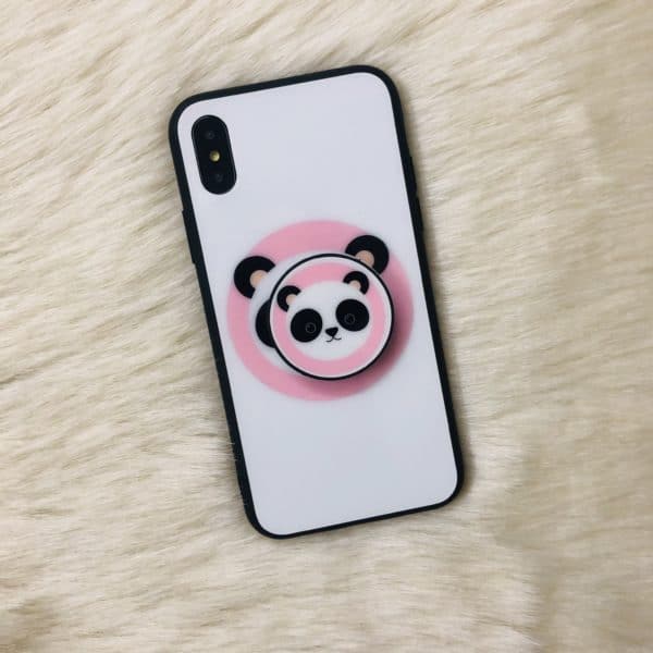 White Pink Panda Grip Case for iPhone X / Xs