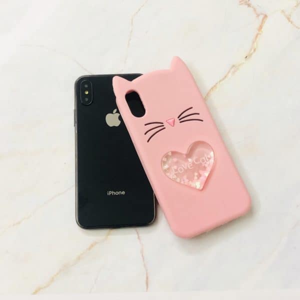 Love Cat Case available for iPhone X / Xs - Pink - Image 3