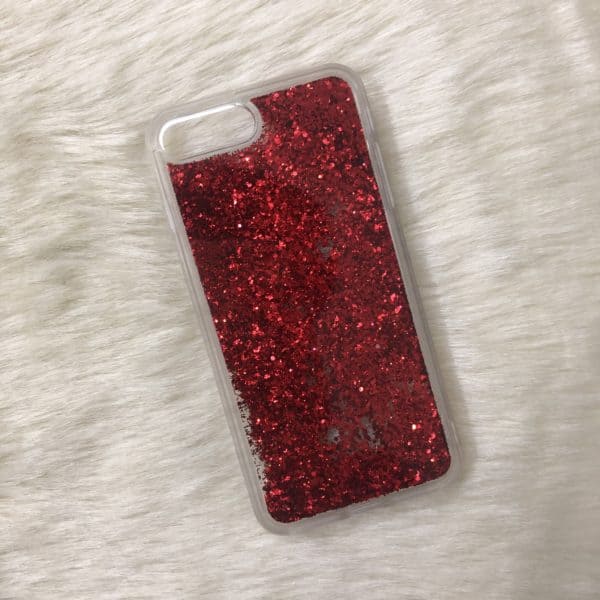 Red Floating Glitter Transparent case for iPhone 7 Plus / 8 Plus - Image 2