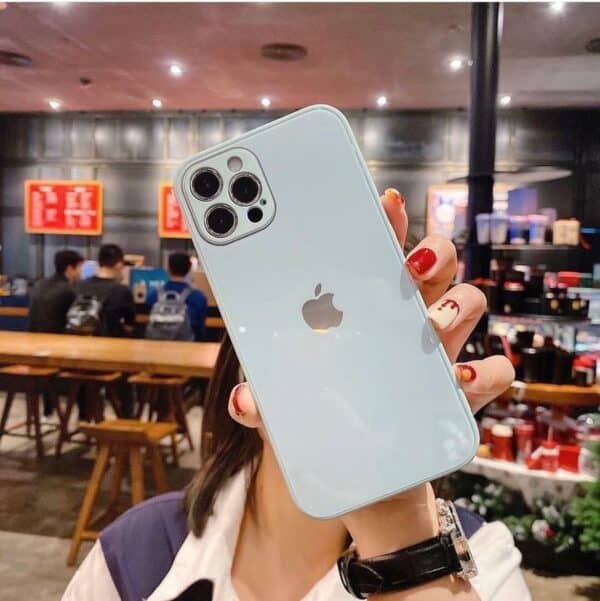 Silicone Glass Case for iPhone - Light Blue