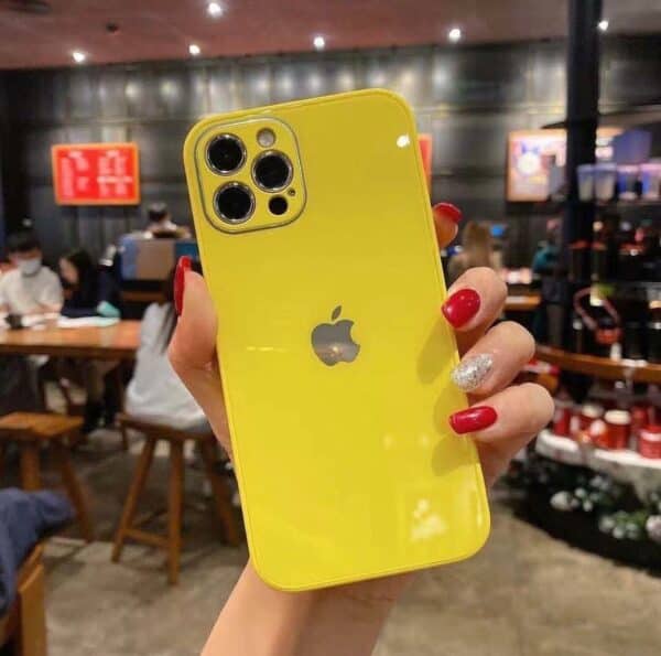 Silicone glass Case For iPhone - Yellow