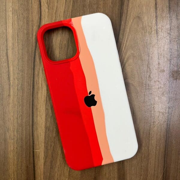 Orange White Rainbow Liquid Silicone Case for iPhone