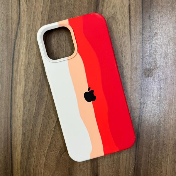 Cream Orange Rainbow Liquid Silicone Case for iPhone 12 Pro Max