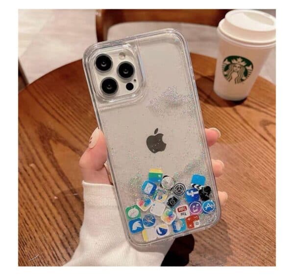 Glittery Social Media Case for Iphone - Transparent