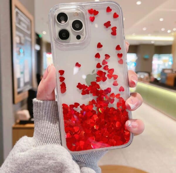 Heart Floating Cases for iPhone - Red