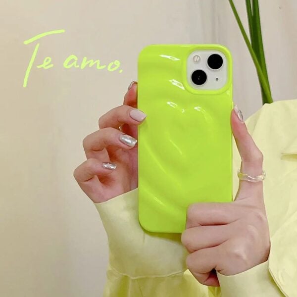 Neon Green Heart 3D Case for iPhone - Image 2