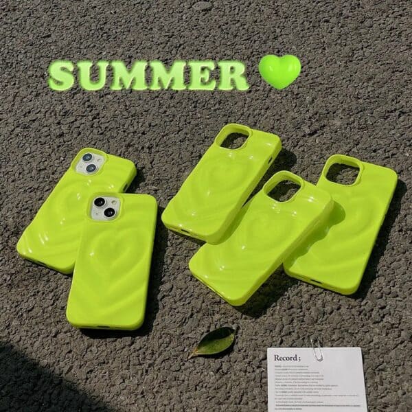 Neon Green Heart 3D Case for iPhone - Image 3