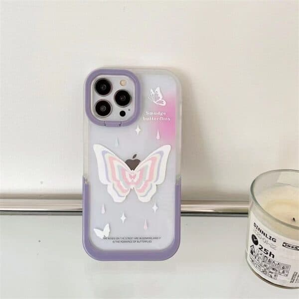 Purple Butterfly Stand Case for iPhone 14 Pro - Image 2