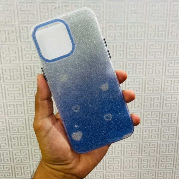 Blue Shimmer Small Hearts Case for iPhone 14 Pro Max