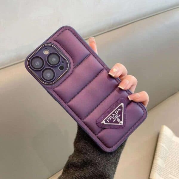 Prada Puff Case with Lens Protection for iPhone - Deep Purple