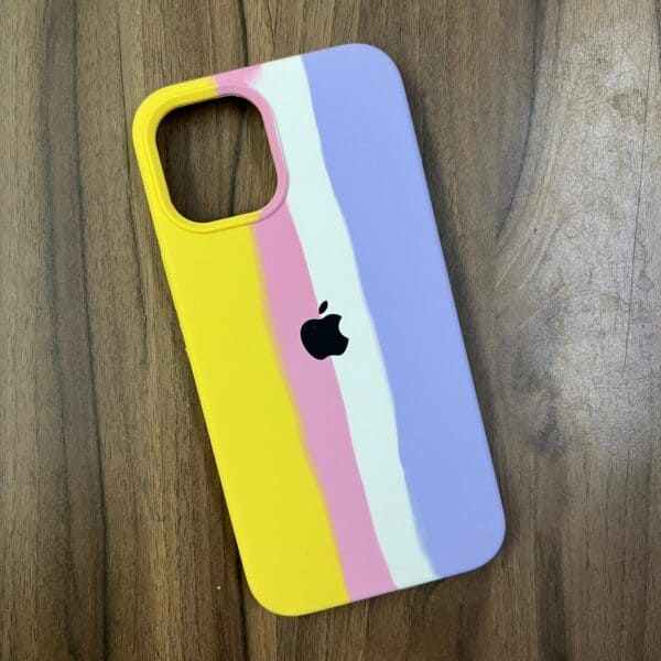 Yellow Rainbow Liquid Silicone Case for iPhone