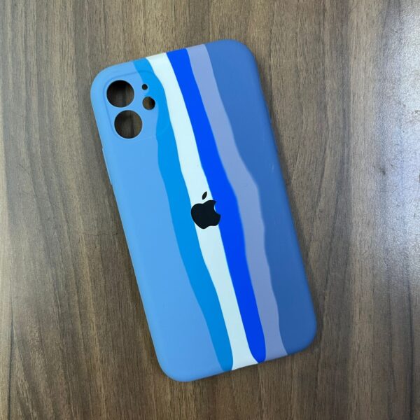 Blue Rainbow Camera Protection Liquid Silicone Case for iPhone