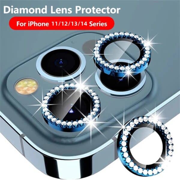 Diamond Camera Ring Lens Protector For iPhone - Dark Blue