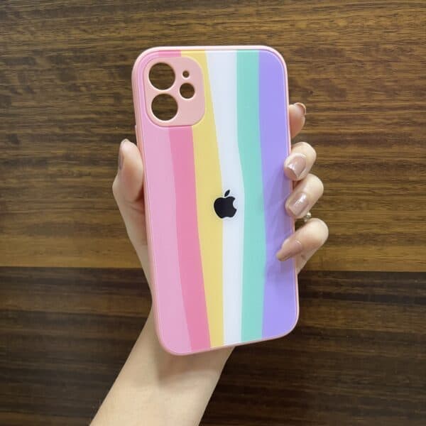 Pink Rainbow Glass Case for iPhone 11