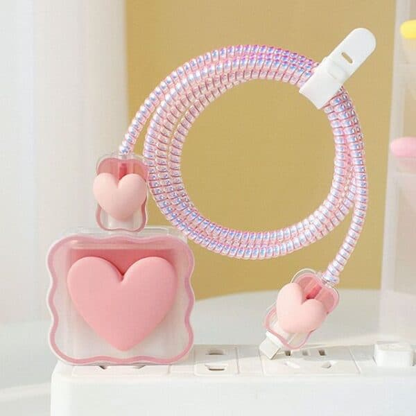 Pink Heart Charger Protector for Apple iPhone