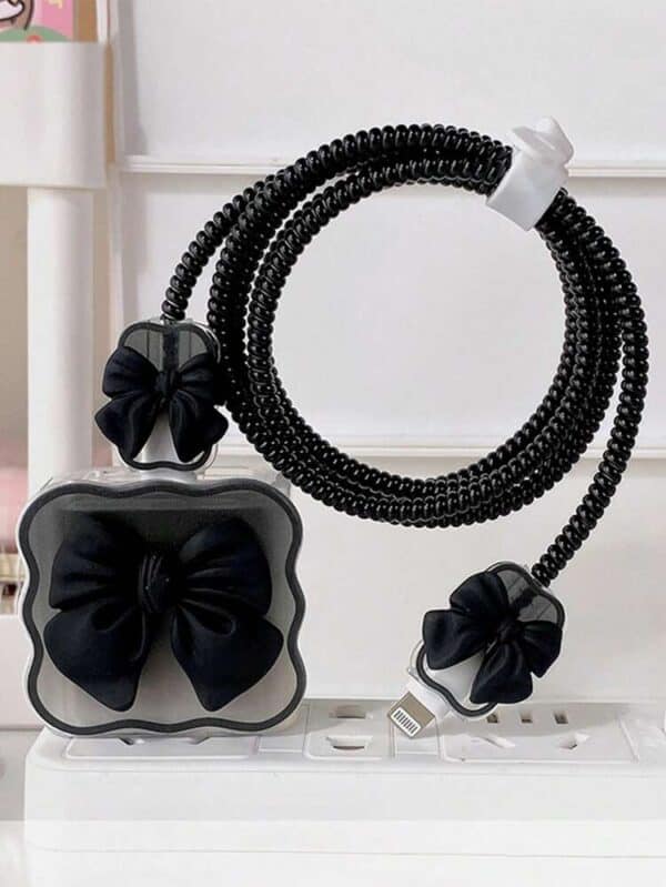 Black Bow Charger Protector for Apple iPhone