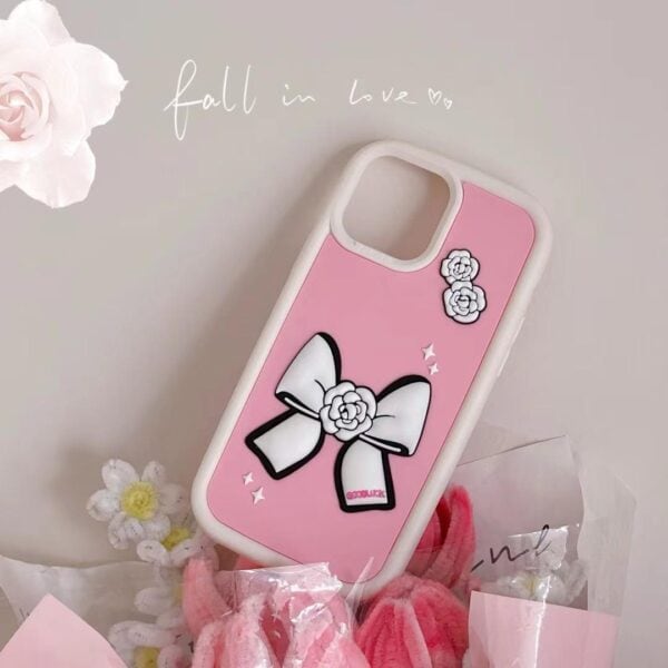 Pink Cute Big Bow Silicone Cases for iPhone - Image 2