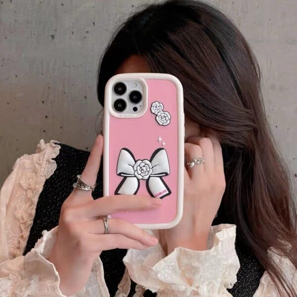 Pink Cute Big Bow Silicone Cases for iPhone - Image 3