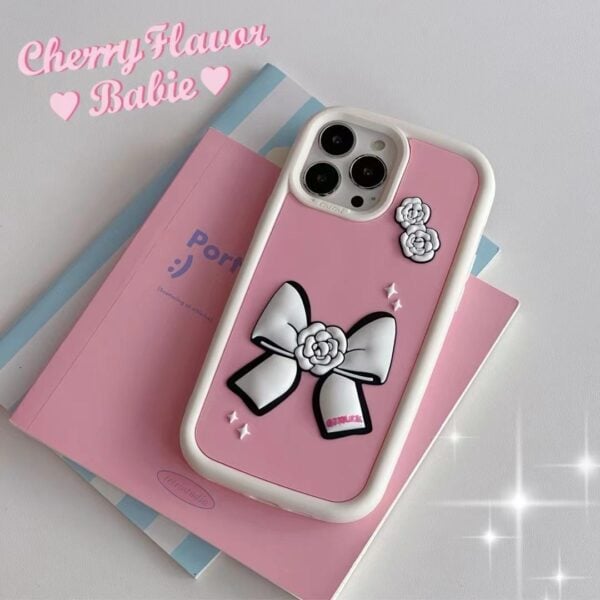 Pink Cute Big Bow Silicone Cases for iPhone