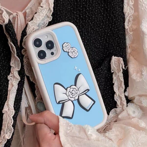 Blue Cute Big Bow Silicone Cases for iPhone - Image 2