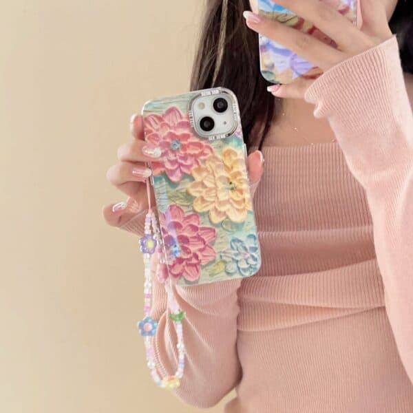 Floral Holographic Cases with Charms for iPhone - Design 1