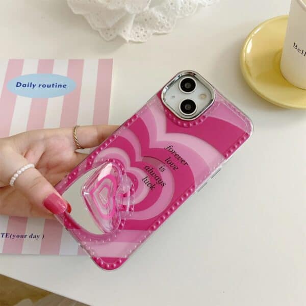 Pink Heart Mirror Cases as stand for iPhone - Image 2