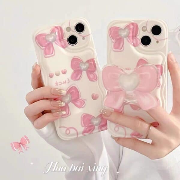 Bow Silicone Cases with Big Bow PopSocket for iPhone 14 Pro - Image 2