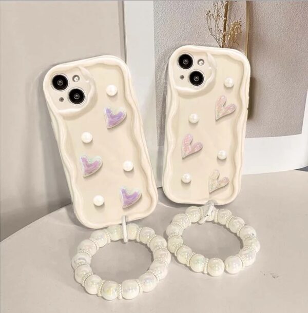 Cute 3D Holographic Small Hearts cases with Charms for iPhone - Image 4